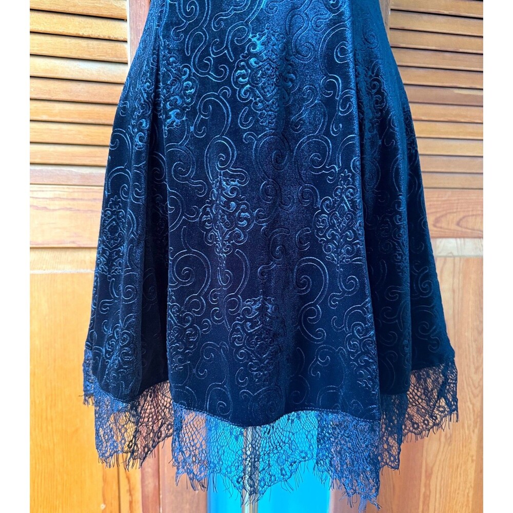 Gothic Lolita Victorian My Summer Woes Black Soft Jacquard Velvet Mini Dress M - Picture 5 of 11